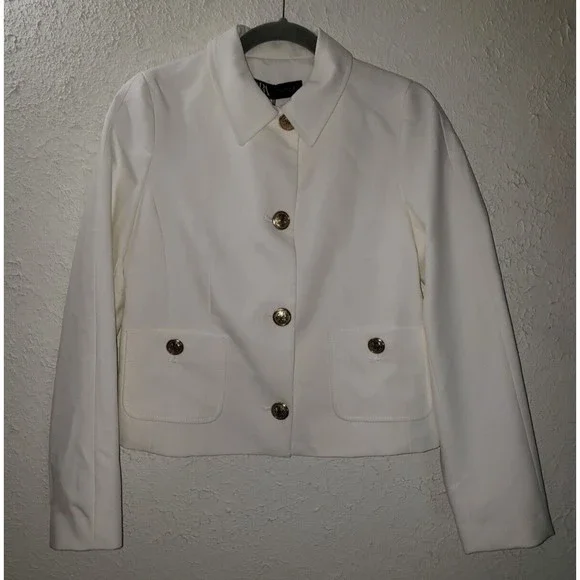 NWT Zara Sz S White Jacket Blazer Professional Career Casual Gold Buttons Lined - Picture 5 of 15